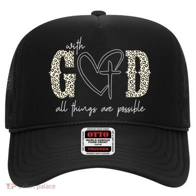 With God All Things Are Possible Cross Heart Hat