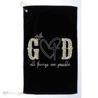 With God All Things Are Possible Cross Heart Golf Towel thumb 0