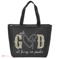 With God All Things Are Possible Cross Heart Tote Bag thumb 0