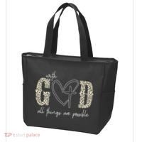 With God All Things Are Possible Cross Heart Tote Bag thumb 3