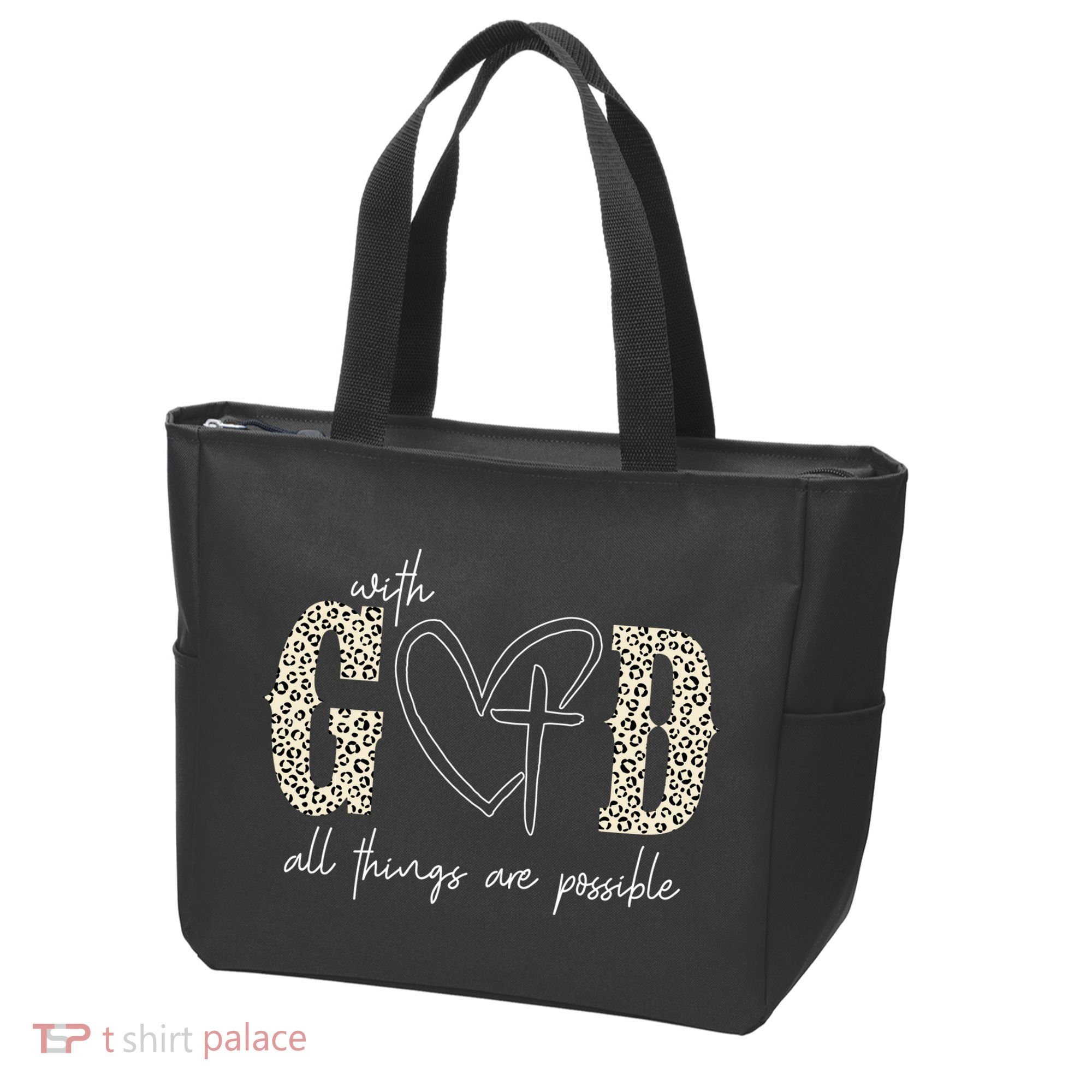 With God All Things Are Possible Cross Heart Tote Bag