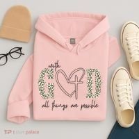 With God All Things Are Possible Cross Heart Hoodie thumb 4