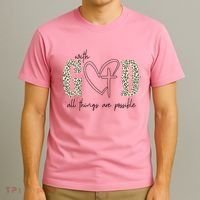 With God All Things Are Possible Cross Heart T-Shirt thumb 3