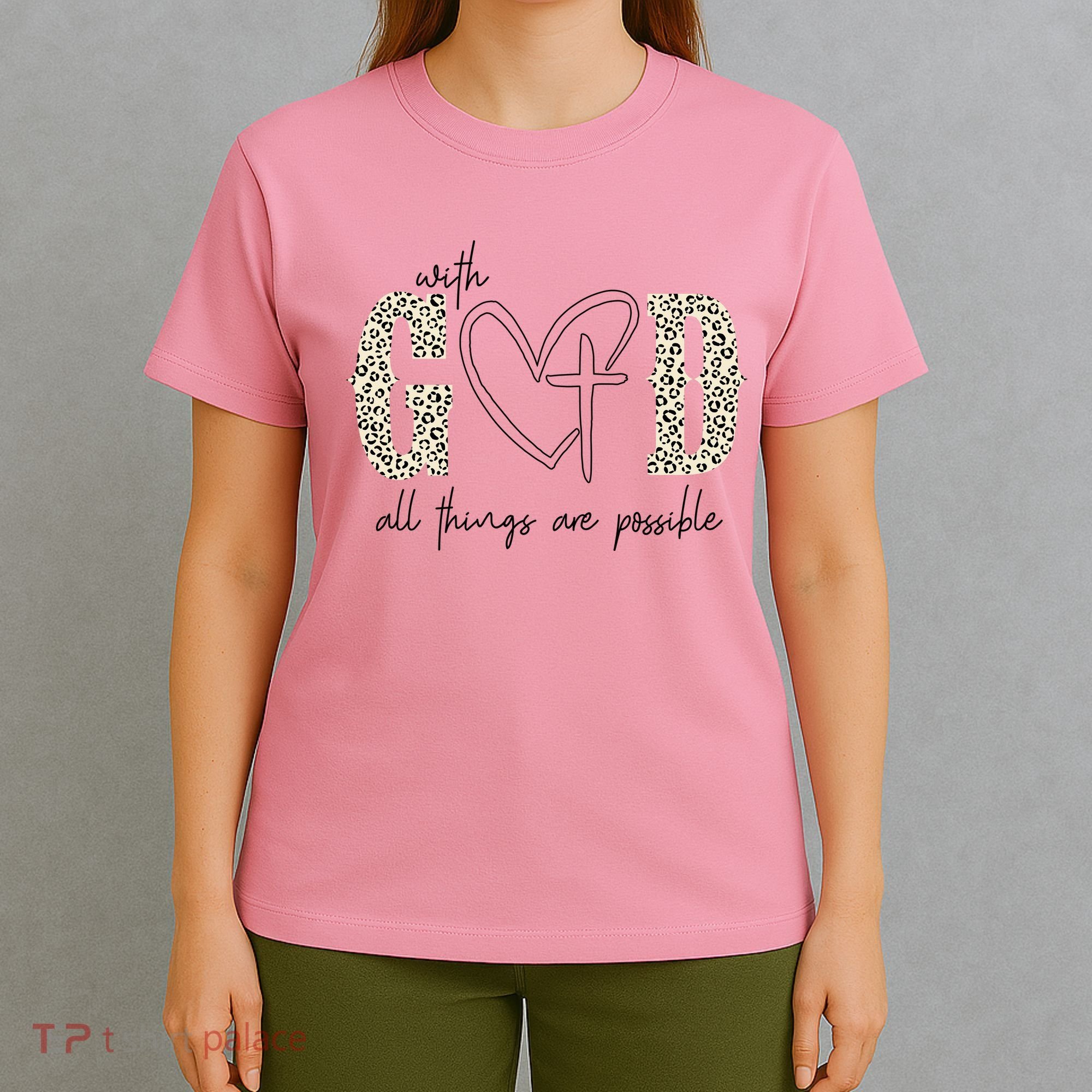 With God All Things Are Possible Cross Heart T-Shirt