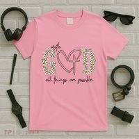 With God All Things Are Possible Cross Heart T-Shirt thumb 5