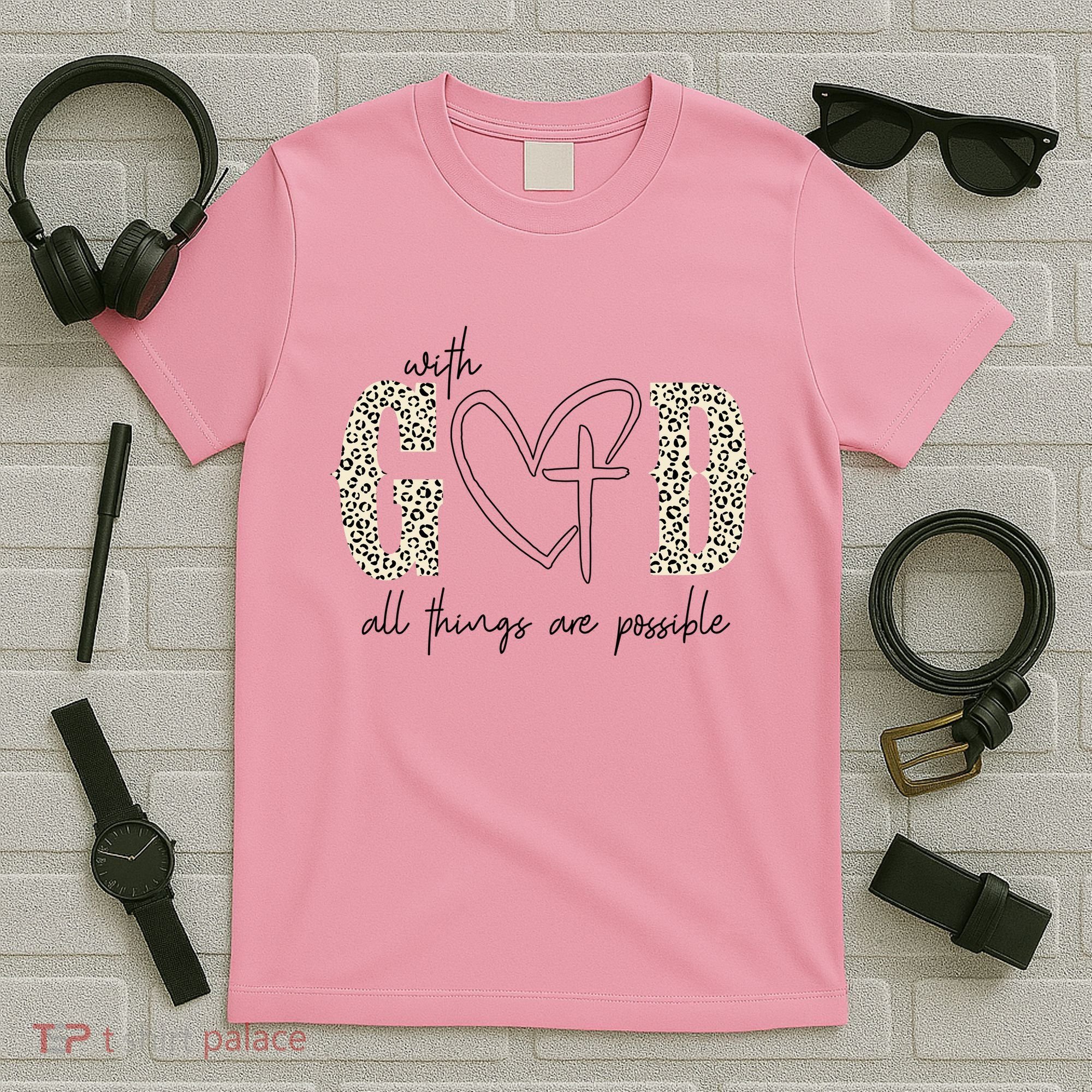 With God All Things Are Possible Cross Heart T-Shirt