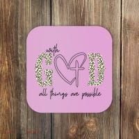 With God All Things Are Possible Cross Heart Coaster thumb 0