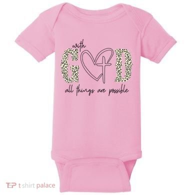 With God All Things Are Possible Cross Heart Baby Bodysuit