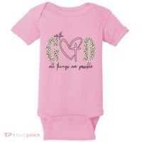 With God All Things Are Possible Cross Heart Baby Bodysuit thumb 0