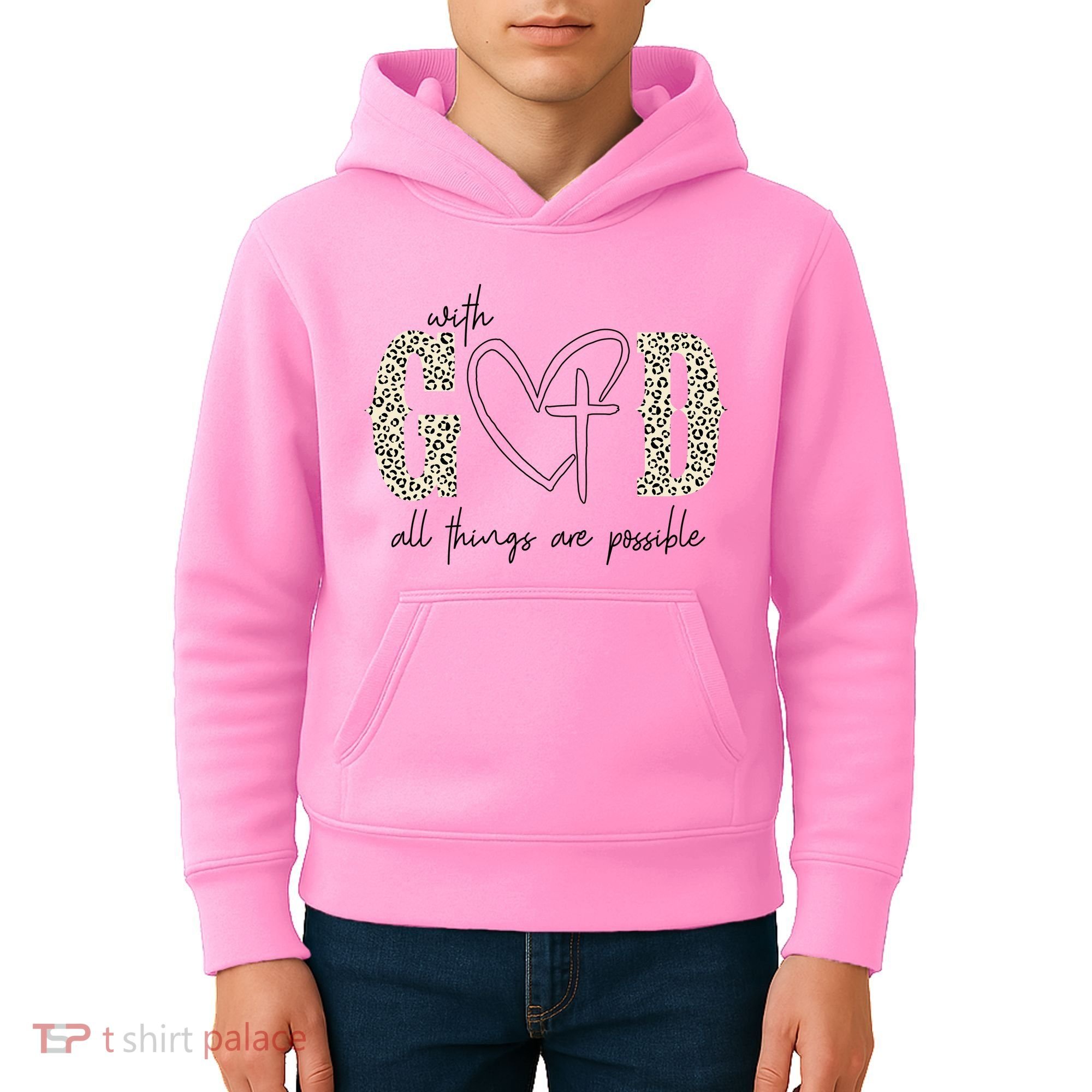With God All Things Are Possible Cross Heart Kids Hoodie