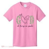 With God All Things Are Possible Cross Heart Kids T-Shirt thumb 0