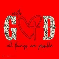 With God All Things Are Possible Cross Heart Santa Hat thumb 1
