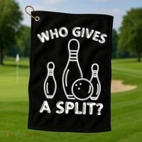 Who Gives A Split Funny Bowling Balls Golf Towel thumb 1