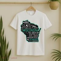 Wisconsin Green Bay Osseo Kenosha Racine Milwaukee Map T-Shirt thumb 2