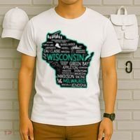 Wisconsin Green Bay Osseo Kenosha Racine Milwaukee Map T-Shirt thumb 6