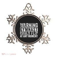 Warning Gymnast Could Flip Funny Gymnastics Ornament thumb 0
