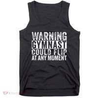 Warning Gymnast Could Flip Funny Gymnastics Tank Top thumb 0