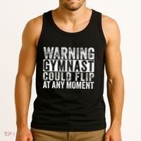 Warning Gymnast Could Flip Funny Gymnastics Tank Top thumb 3