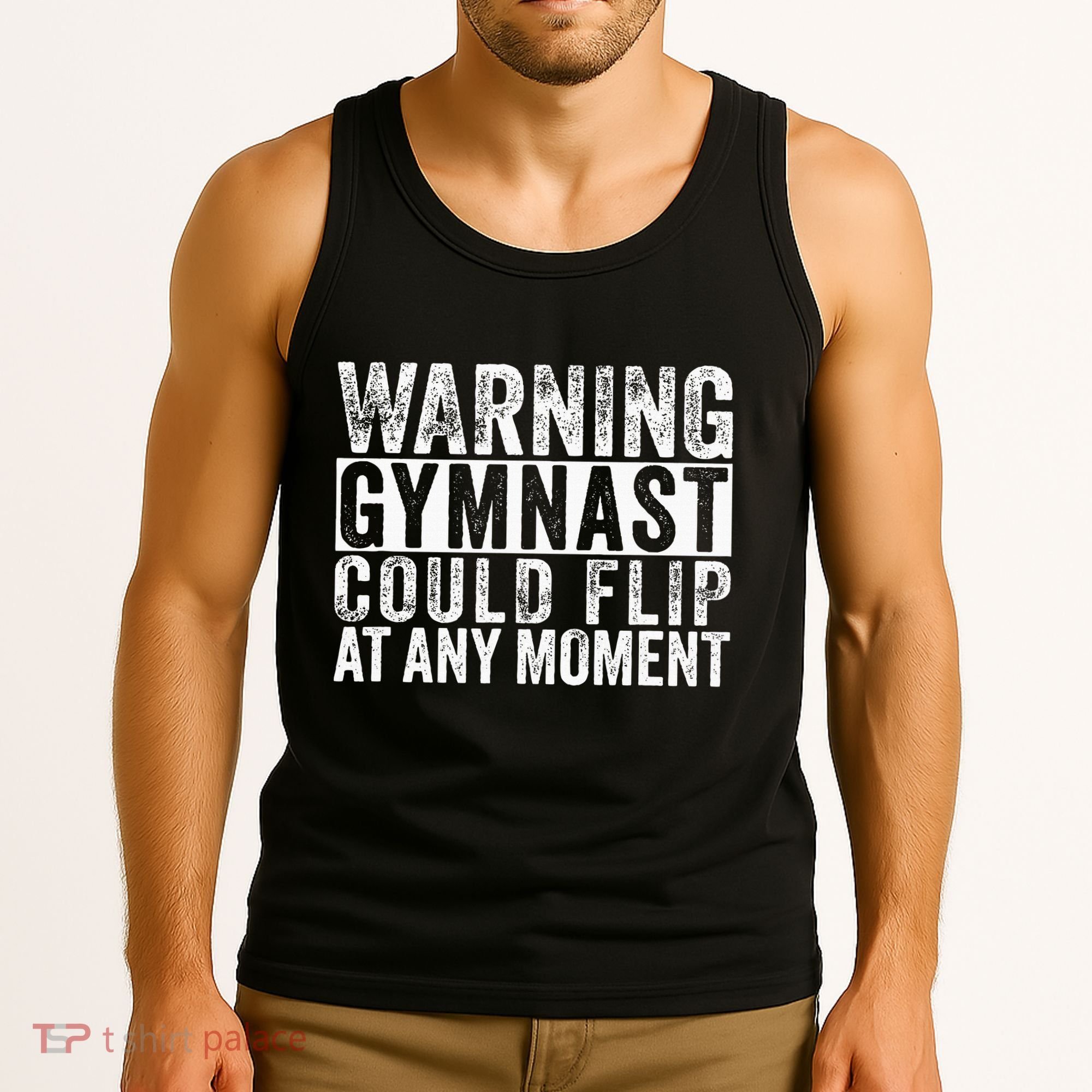 Warning Gymnast Could Flip Funny Gymnastics Tank Top