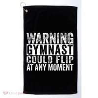 Warning Gymnast Could Flip Funny Gymnastics Golf Towel thumb 0