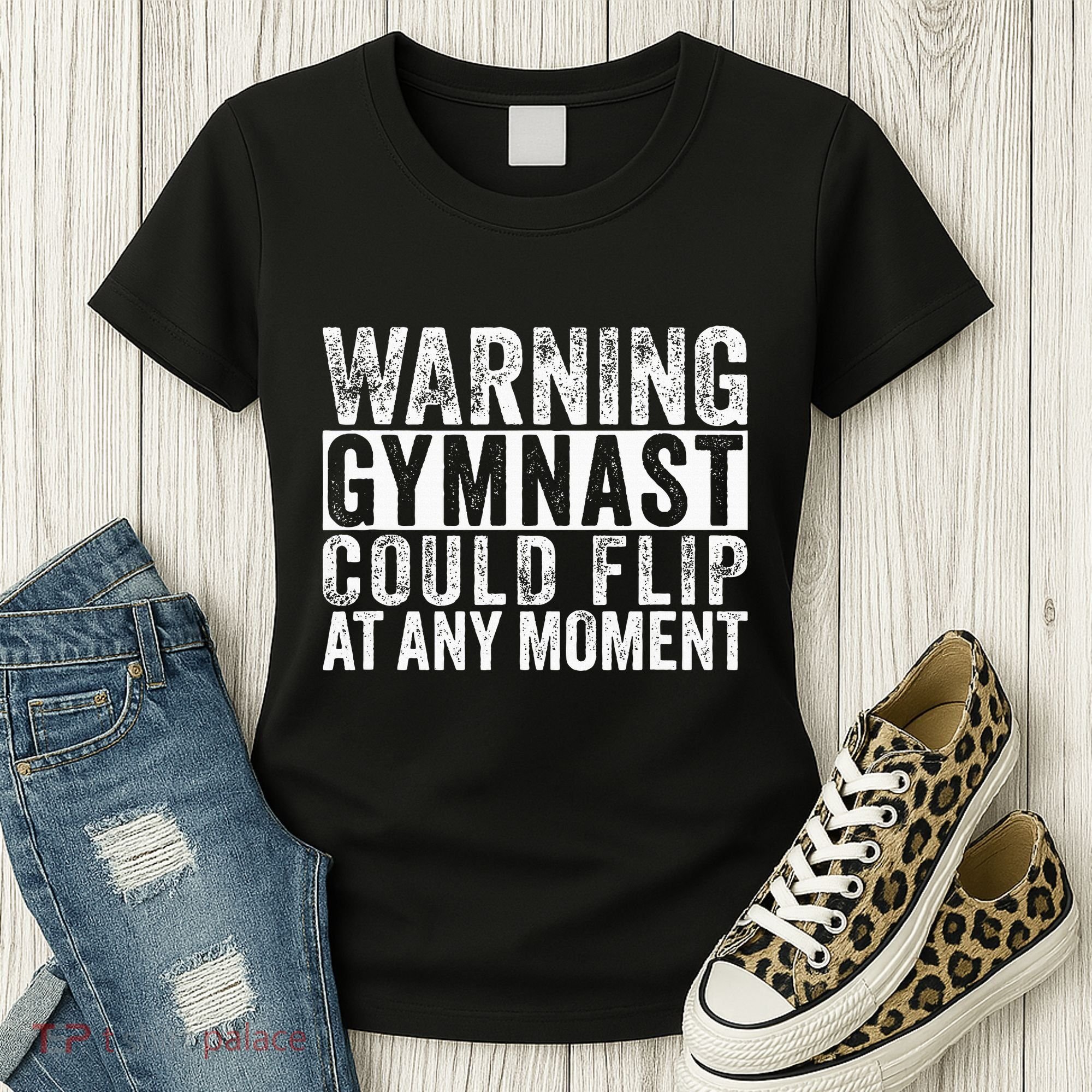 Warning Gymnast Could Flip Funny Gymnastics Women's T-Shirt
