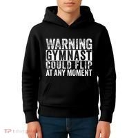 Warning Gymnast Could Flip Funny Gymnastics Kids Hoodie thumb 4