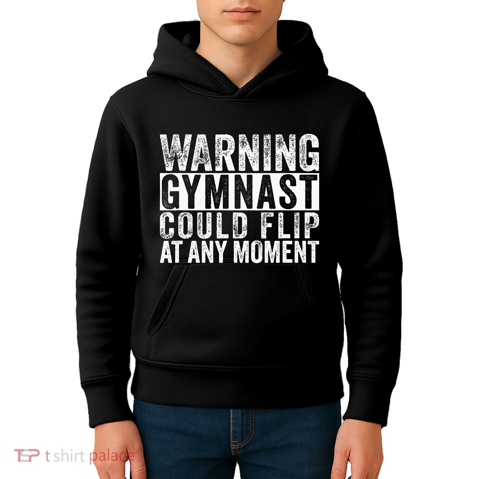 Warning Gymnast Could Flip Funny Gymnastics Kids Hoodie