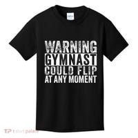 Warning Gymnast Could Flip Funny Gymnastics Kids T-Shirt thumb 0