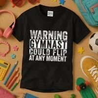 Warning Gymnast Could Flip Funny Gymnastics Kids T-Shirt thumb 3