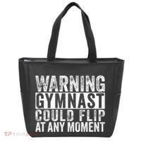 Warning Gymnast Could Flip Funny Gymnastics Tote Bag thumb 0