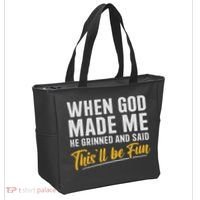 When God Created Me When God Made Me Funny God Tote Bag thumb 2