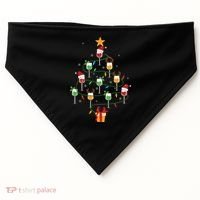 Wine Glasses Christmas Tree Santa Hat Funny Xmas Light USA-Made Doggie Bandana thumb 0