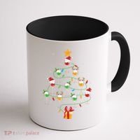 Wine Glasses Christmas Tree Santa Hat Funny Xmas Light Coffee Mug thumb 1