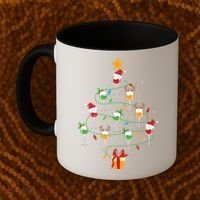 Wine Glasses Christmas Tree Santa Hat Funny Xmas Light Coffee Mug thumb 2