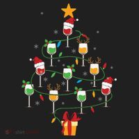 Wine Glasses Christmas Tree Santa Hat Funny Xmas Light Beanie thumb 2