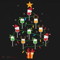 Wine Glasses Christmas Tree Santa Hat Funny Xmas Light Women's Hoodie thumb 2