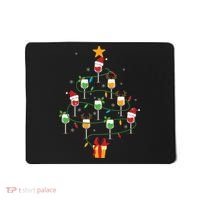 Wine Glasses Christmas Tree Santa Hat Funny Xmas Light Mousepad thumb 0