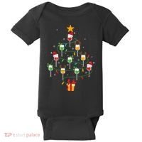 Wine Glasses Christmas Tree Santa Hat Funny Xmas Light Baby Bodysuit thumb 0