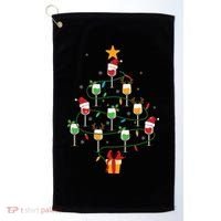 Wine Glasses Christmas Tree Santa Hat Funny Xmas Light Golf Towel thumb 0