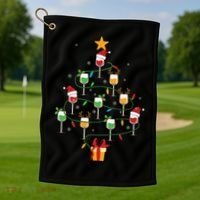 Wine Glasses Christmas Tree Santa Hat Funny Xmas Light Golf Towel thumb 1