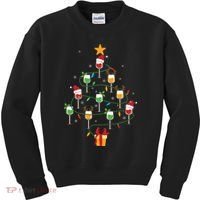 Wine Glasses Christmas Tree Santa Hat Funny Xmas Light Kids Sweatshirt thumb 0