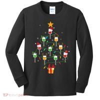 Wine Glasses Christmas Tree Santa Hat Funny Xmas Light Kids Long Sleeve Shirt thumb 0