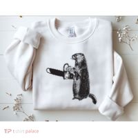 Woodchuck Groundhog Day Could Chainsaw Wood Sweatshirt thumb 2
