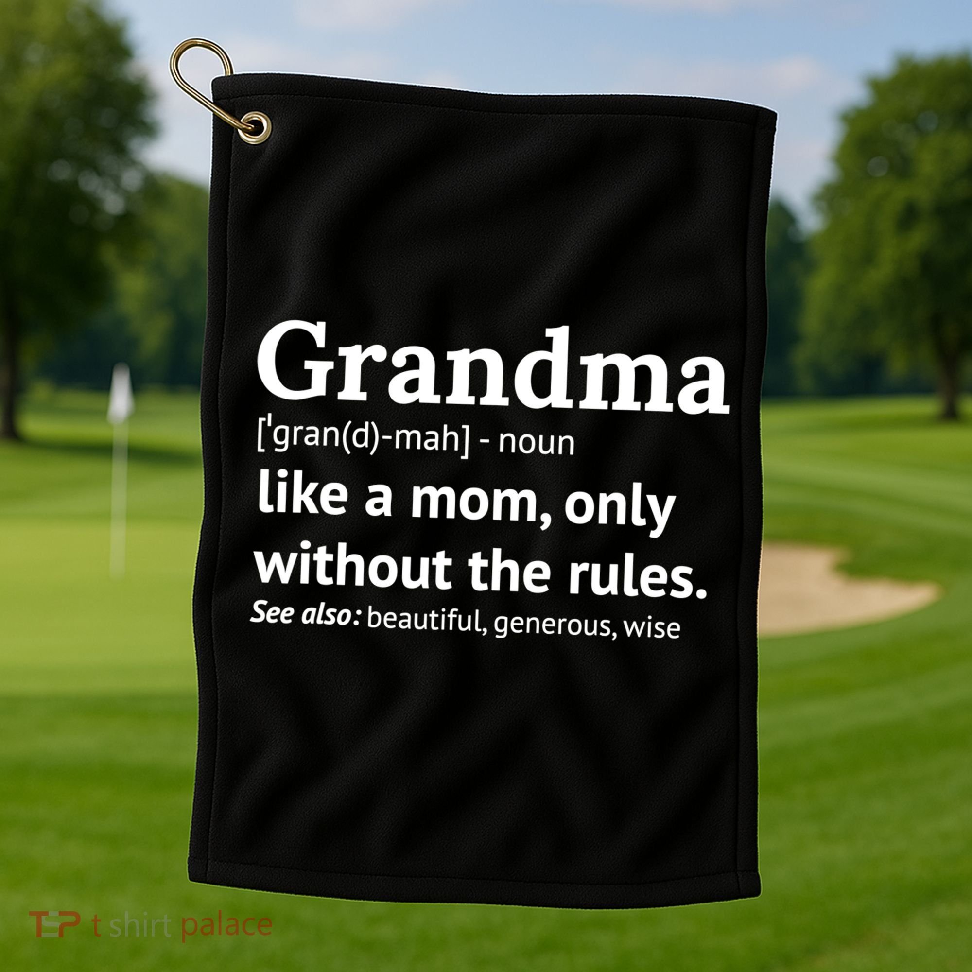 Womens Grandma Definition Shirt Funny Gift For Grandmother TShirt Golf Towel