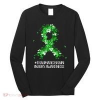 Wear Green Flower Ribbon Traumatic Brain Injury Awareness Long Sleeve Shirt thumb 0