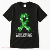 Wear Green Flower Ribbon Traumatic Brain Injury Awareness Tall T-Shirt thumb 0