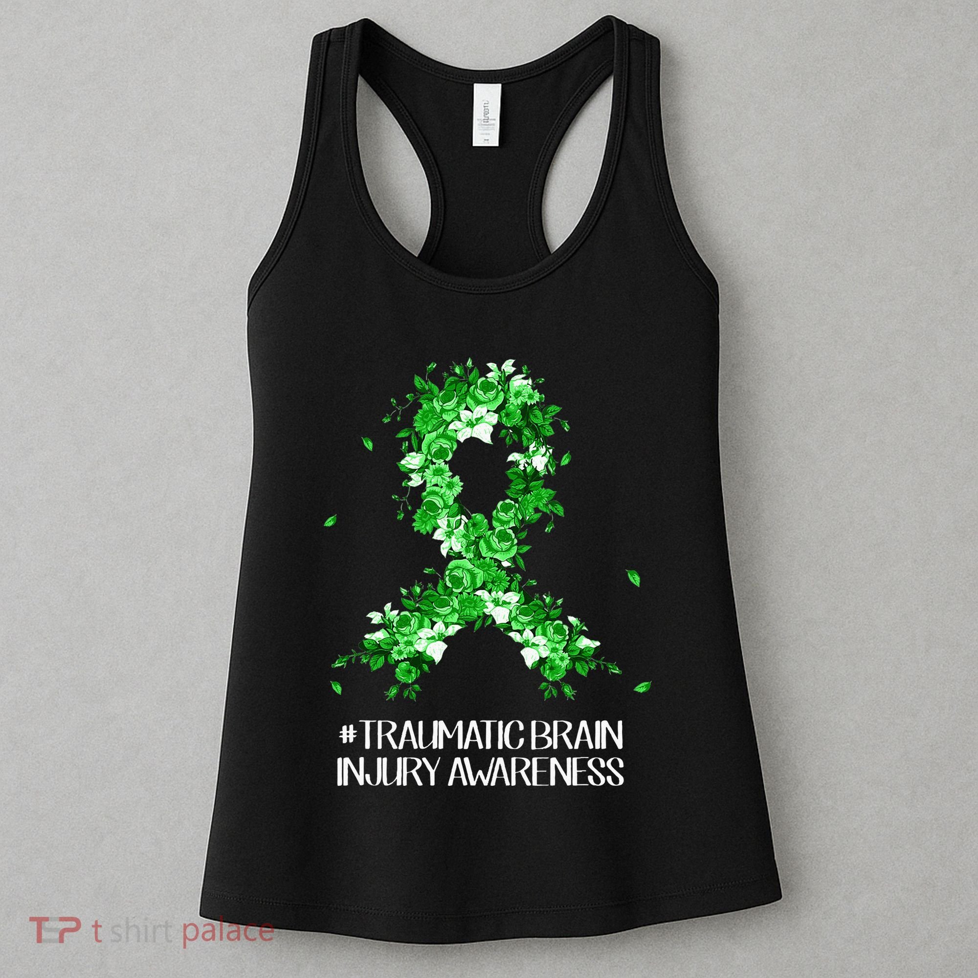 Wear Green Flower Ribbon Traumatic Brain Injury Awareness Women's Tank Top