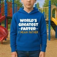 World's Greatest Farter I Mean Father Funny Kids Hoodie thumb 2