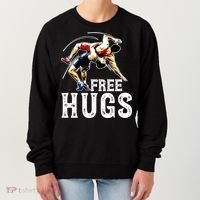 Wrestling Gift Funny Free Hugs Wrestling Cute Gift Women's Sweatshirt thumb 0