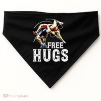 Wrestling Gift Funny Free Hugs Wrestling Cute Gift USA-Made Doggie Bandana thumb 0